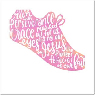 Hebrews 12:1-2 - Run the Race (pink) Posters and Art